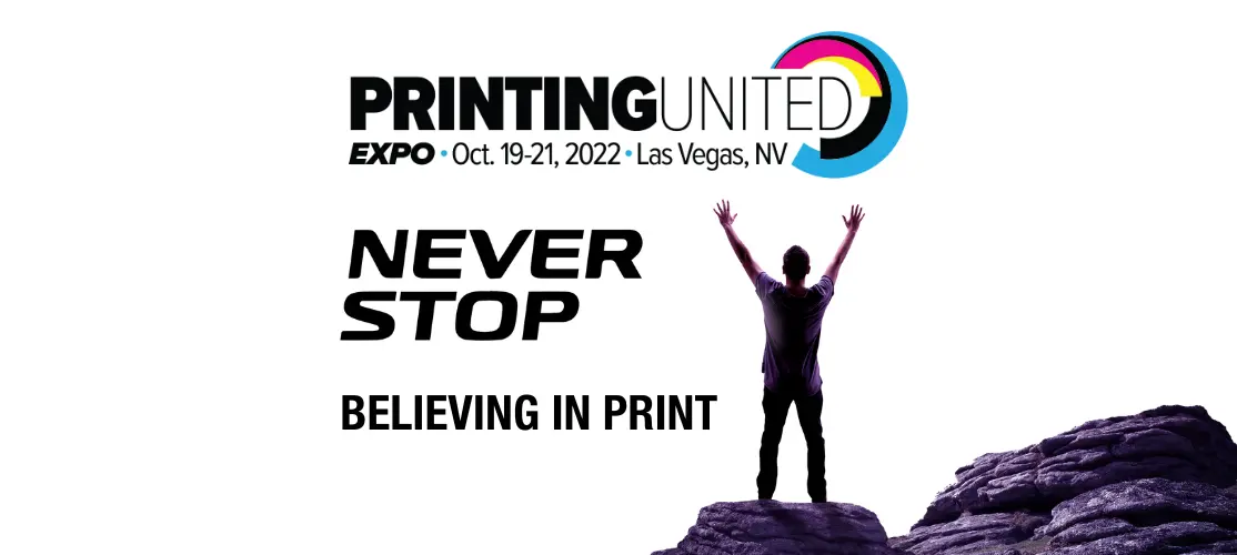 PRINTING United Logo with image of man on mountain