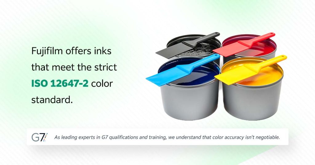 Fujifilm offers inks that meet the strict ISO 12647-2 color standard